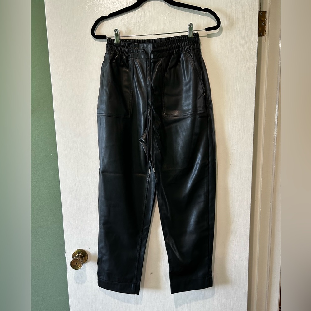 a new day Black Leather Joggers